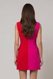 Robe de travail à revers à pointe rouge en fuchsia et à revers à pointe rouge