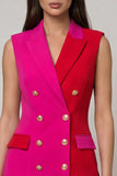Robe de travail à revers à pointe rouge en fuchsia et à revers à pointe rouge