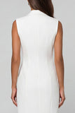 Robe de travail double boutonnage asymétrique à revers blanc