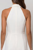 Robe de travail courte blanche à simple boutonnage à ligne A en dos nus