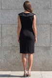 Robe de travail noire 3D à col en V et fleurs