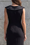 Robe de travail noire 3D à col en V et fleurs