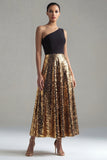 Robe longue de cérémonie longue à paillettes longue ligne en A à une épaule