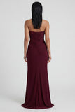 Longue robe formelle sirène sans cercles bordeaux