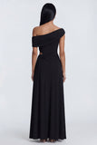 Robe formelle longue à découpe noire asymétrique