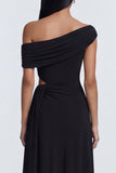 Robe formelle longue à découpe noire asymétrique
