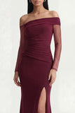 Robe formelle sirène bordeaux dénudée