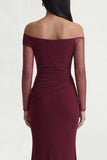 Robe formelle sirène bordeaux dénudée