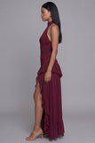 Robe formelle à volants découpée en bothoigne à dos nus avec fente