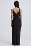 Robe formelle noire à col en V avec fente