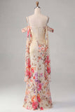 Robe formelle à épaules froides en Ivoire avec une ceinture
