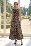 Une robe longue Jacquard longue à col bateau noir