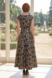 Une robe longue Jacquard longue à col bateau noir