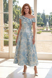 Une robe midi Mère de la mariée en ligne Jacquard bleu