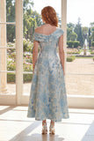 Une robe midi Mère de la mariée en ligne Jacquard bleu