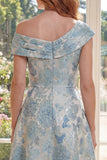 Une robe midi Mère de la mariée en ligne Jacquard bleu