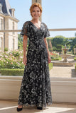 Robe longue longue mère de la mariée en tulle à motif V