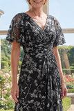 Robe longue longue mère de la mariée en tulle à motif V