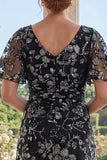 Robe longue longue mère de la mariée en tulle à motif V