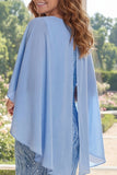 Robe longue de la mère de la mariée avec une robe de paillettes bleu clair scintillante
