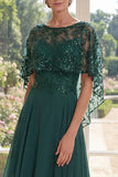 Tulle robe longue de mère de la mariée à perles vert foncé