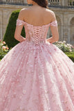 robe de bal rose à épaules décollées, robe de bal appliquée à l’épaule