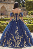 Robe de bal bleu marine dénudée avec des appliques