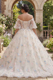 Corset champagne robe de bal florale Quinceañera