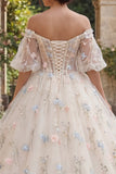 Corset champagne robe de bal florale Quinceañera