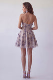 Robe courte cocktail courte à paillettes violettes scintillantes
