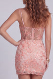 Corset bodycon en pastèque scintillant robe cocktail courte fleurie
