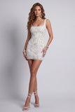 Robe cocktail courte courte moulante à bretelles blanches blanches épaillantes à longues bretelles florales