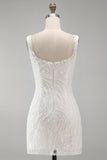 Robe cocktail courte courte moulante à bretelles blanches blanches épaillantes à longues bretelles florales