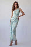 Robe formelle de sirène vert clair vert clair froncée