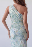 Robe formelle de sirène vert clair vert clair froncée