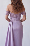 Robe formelle violette claire écartée à épaule scintillante avec serpentin