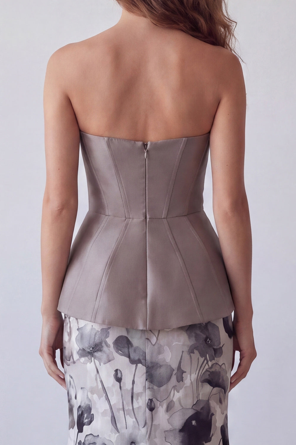 Robe longue de cérémonie longue élégante en chiffon sirène mauve en chiffon fleuri
