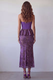 Robe formelle Midi sans bretelles en chiffon en chiffon violet