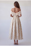 Robe de cérémonie midi imprimée en ligne A à motif champagne décollé
