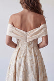 Robe de cérémonie midi imprimée en ligne A à motif champagne décollé