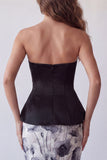Robe formelle noire body-short bodycon en chiffon fleuri midi