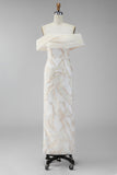 Robe de cérémonie Maxi à motifs bodycon à épaule dénudée au champagne