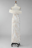 Robe de cérémonie Maxi à motifs bodycon à épaule dénudée au champagne