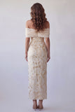Robe de cérémonie Maxi à motifs bodycon à épaule dénudée au champagne