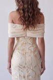 Robe de cérémonie Maxi à motifs bodycon à épaule dénudée au champagne