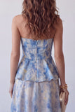 Robe formelle midi midi en chiffon bleu poussiéreux en chiffon poussiéreux sans bretelles