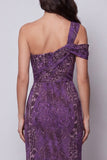 Robe longue de cérémonie en chiffon violet sirène à une épaule