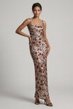 Robe longue de la mère de la mariée à col carré rouge scintillant à col carré