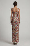 Robe longue de la mère de la mariée à col carré rouge scintillant à col carré