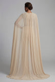 Tenue de mère à col rond en appliqué champagne avec cape